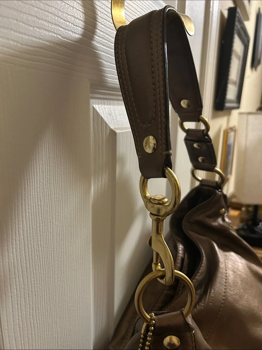 Coach Metallic Bronze Leather Shoulder Bag with Gold Hardware - Picture 4 of 11
